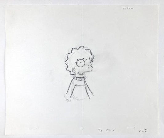 The SIMPSONS Original Animation Art Production Used Drawing of Lisa Simpson. For sale on FLIP Gallery