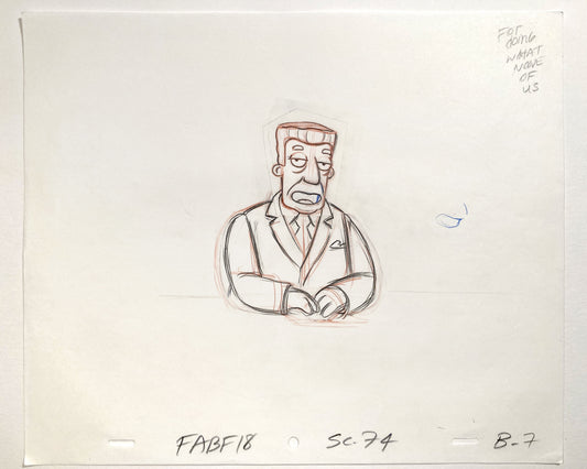 The SIMPSONS Original Animation Art Drawing of Kent Brockman. For sale on FLIP Gallery