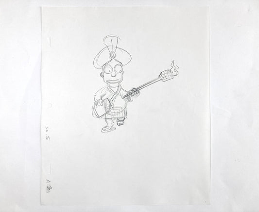 The SIMPSONS : Original Production Used Animation Drawing of Bart Simpson (Matt Groening). For sale on FLIP Gallery