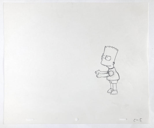 The SIMPSONS : Original Production Used Animation Drawing of Bart Simpson. For sale on FLIP Gallery