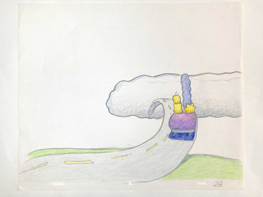Bill Plympton Original Animation Art Drawing from The Simpsons Season 19 (Fox, 2019). For sale on FLIP Gallery