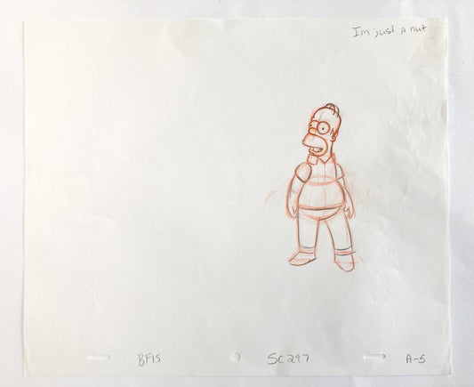 Original Animation Production Art Drawing of Homer from The Simpsons