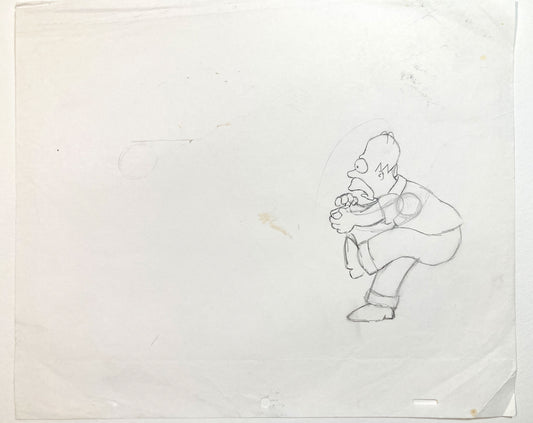 The SIMPSONS - Original Animation Production Drawing of Homer Simpson. For sale on FLIP Gallery