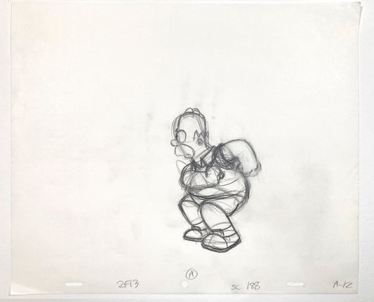 The SIMPSONS : Original Animation Production Drawing of Homer Simpson (1994). For sale on FLIP Gallery