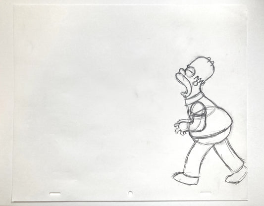 The SIMPSONS : Original Production Used Animation Rough Artwork Drawing of Homer Simpson. For sale on FLIP Gallery