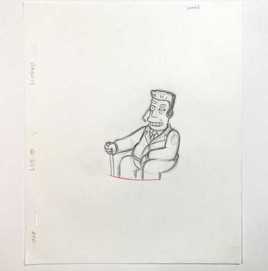 The SIMPSONS : Original Animation Drawing of Kent Brockman. For sale on FLIP Gallery