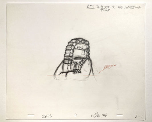 The SIMPSONS : Original Production Used Animation Artwork Drawing of Judge. For sale on FLIP Gallery