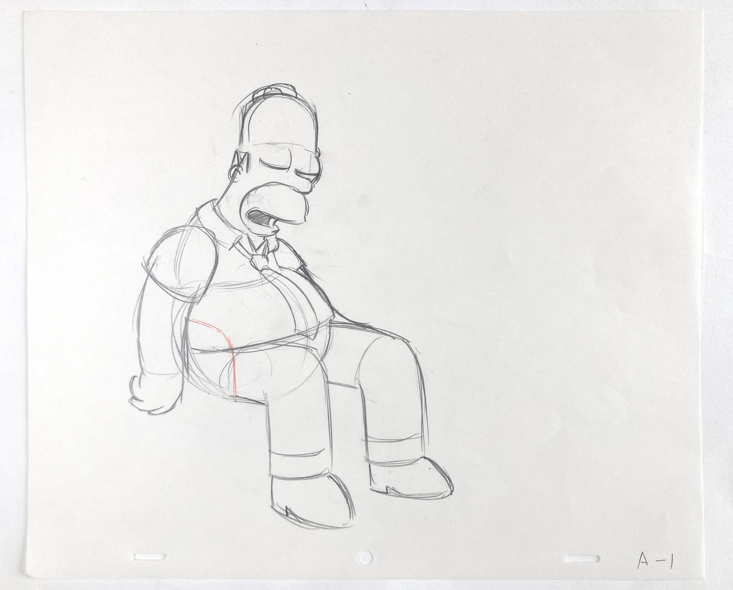 Original Animation Production Art Drawing of Homer from The Simpsons