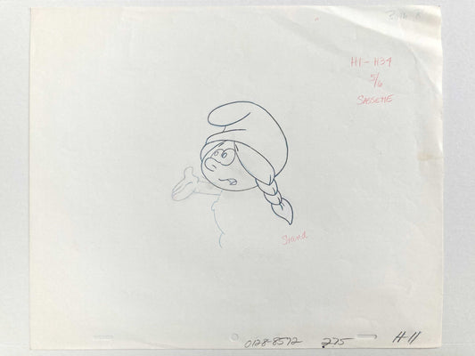 THE SMURFS : Original Production Used Animation Drawing - Hanna-Barbera (1981). For sale on FLIP Gallery