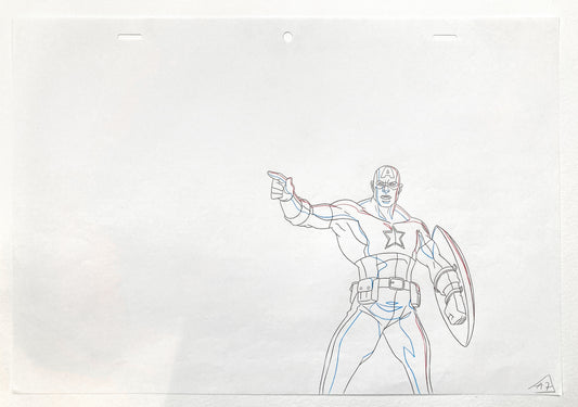Ultimate Avengers: The Movie - Captain America Original Animation Drawing (Marvel Studios Animation, 2006). For sale on FLIP GALLERY