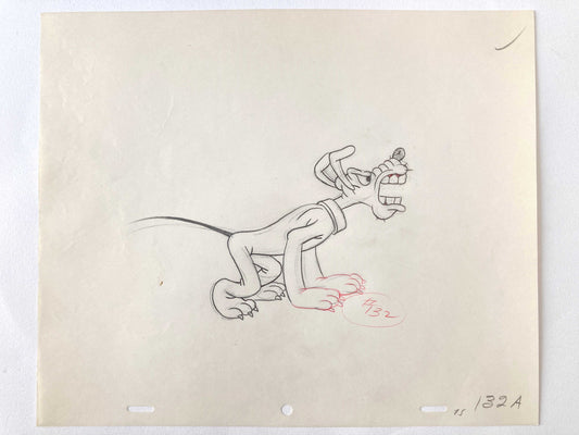 Puss Café - Original Production Used Drawing Featuring Pluto (Walt Disney, 1950). For sale on FLIP Gallery