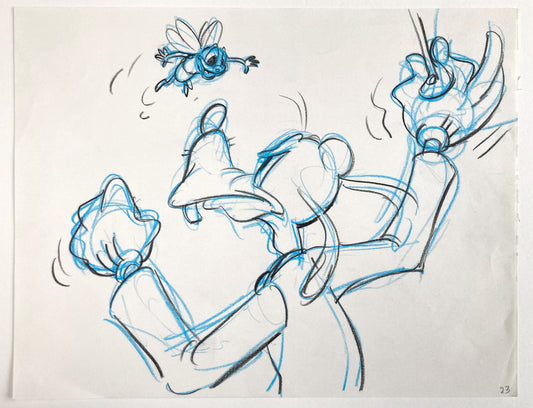 Who Framed Roger Rabbit : Goofy, Donald Duck, and Spike the Bee - Original Storyboard for Deleted Scene by Mark Kausler (Walt Disney/Amblin, 1988). For sale on FLIP Gallery