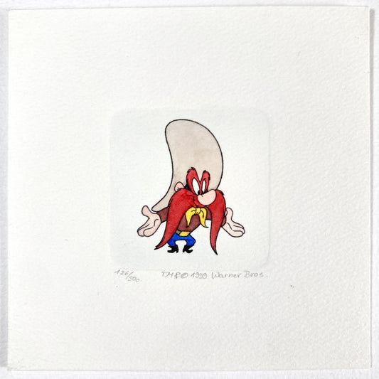Yosemite Sam – Hand-Colored Etching by Sowa & Reiser – Sold-Out Limited Edition No. 126/500 (Warner Brothers, circa 1990s–2000s). For sale on FLIP Gallery