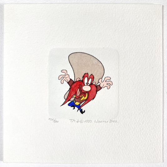 Yosemite Sam Hand-Colored Etching by Sowa & Reiser – Sold-Out Limited Edition No. 126/500 (Warner Brothers, circa 1990s–2000s). For sale on FLIP Gallery
