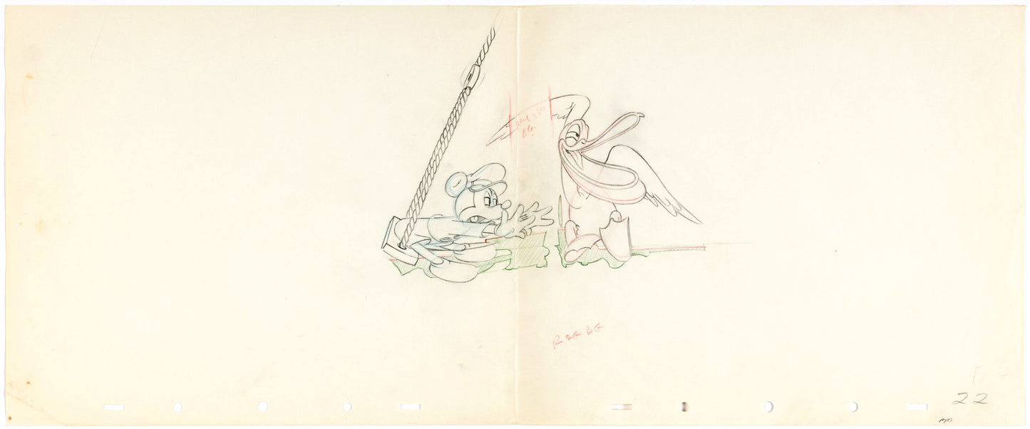 MICKEY MOUSE : Original Pan Animation Drawing (Walt Disney, 1940)