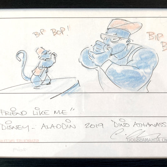 Aladdin (Live Action) - Original Production Used Storyboard Signed by Dino Athanassiou (Walt Disney Pictures, 2019). For sale on FLIP Gallery