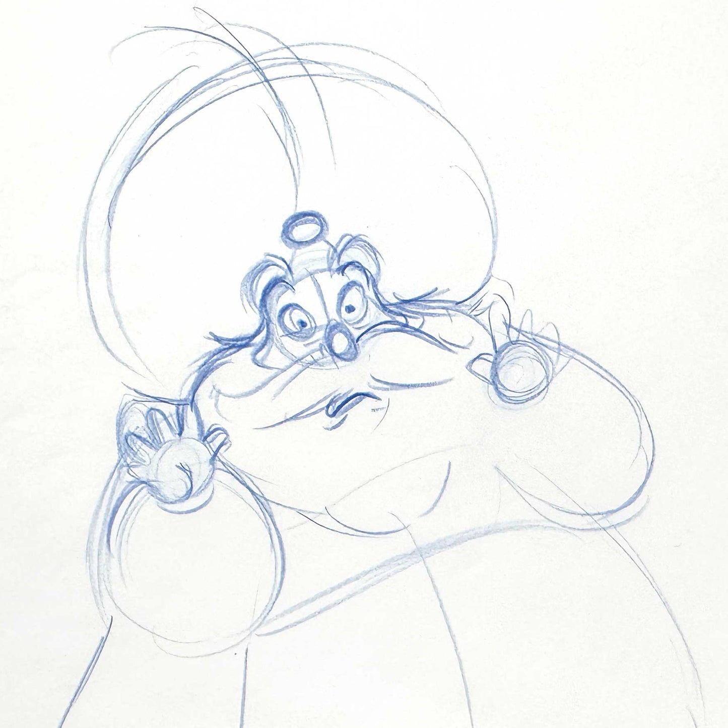 Aladdin Sultan Original Production Animation Rough Drawing (Walt Disney, 1992). For sale on FLIP Gallery