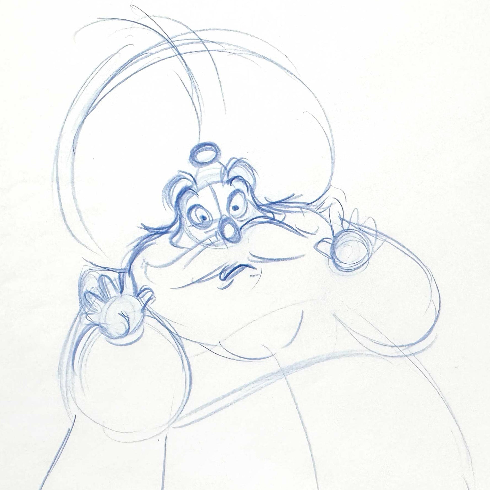 Aladdin Sultan Original Production Animation Rough Drawing (Walt Disney, 1992). For sale on FLIP Gallery