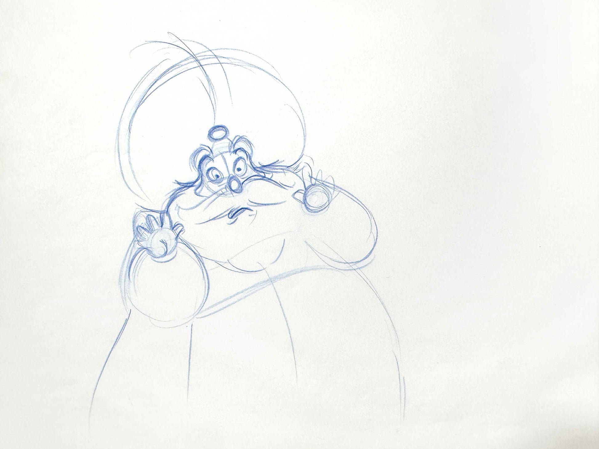 Aladdin Sultan Original Production Animation Rough Drawing (Walt Disney, 1992). For sale on FLIP Gallery
