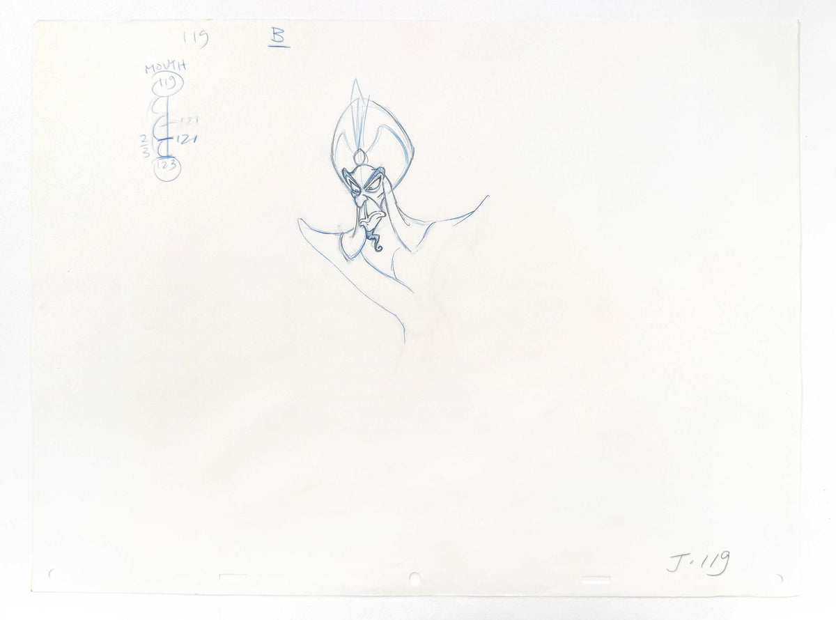 Aladdin Jafar Original Animation Production Drawing (Walt Disney, 1992). For sale on FLIP Gallery