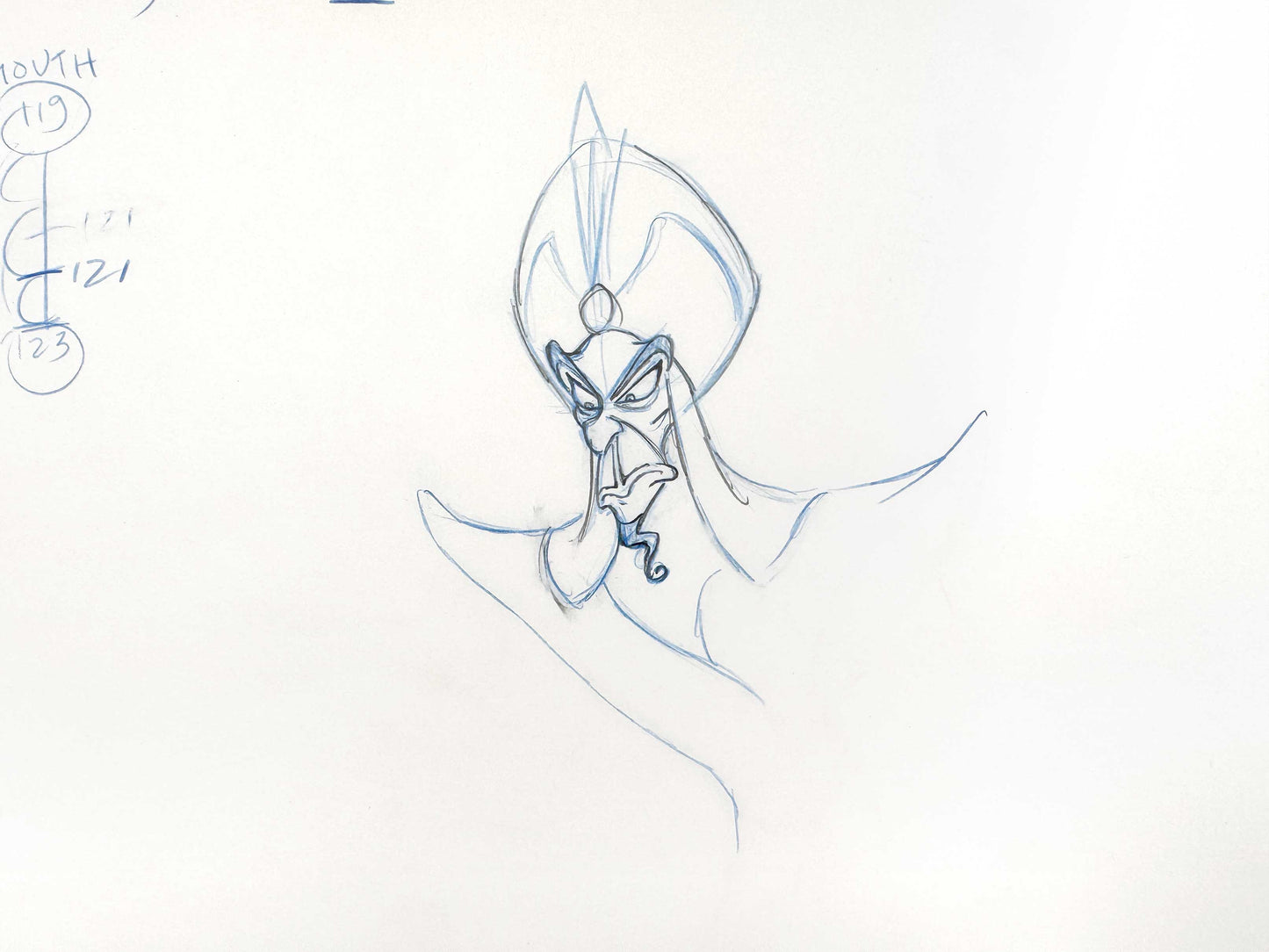 Aladdin Jafar Original Animation Production Drawing (Walt Disney, 1992). For sale on FLIP Gallery