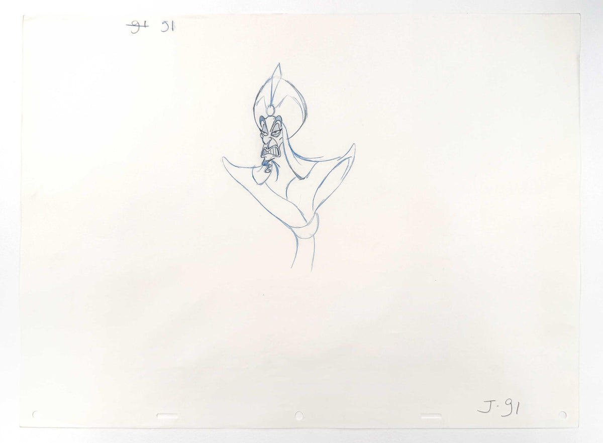 Aladdin - Jafar Original Animation Production Drawing (Walt Disney, 1992). For sale on FLIP Gallery