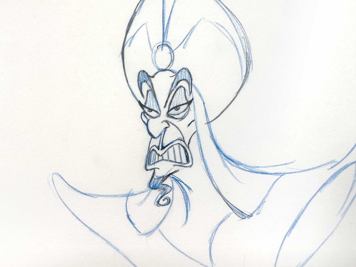 Aladdin - Jafar Original Animation Production Drawing (Walt Disney, 1992). For sale on FLIP Gallery