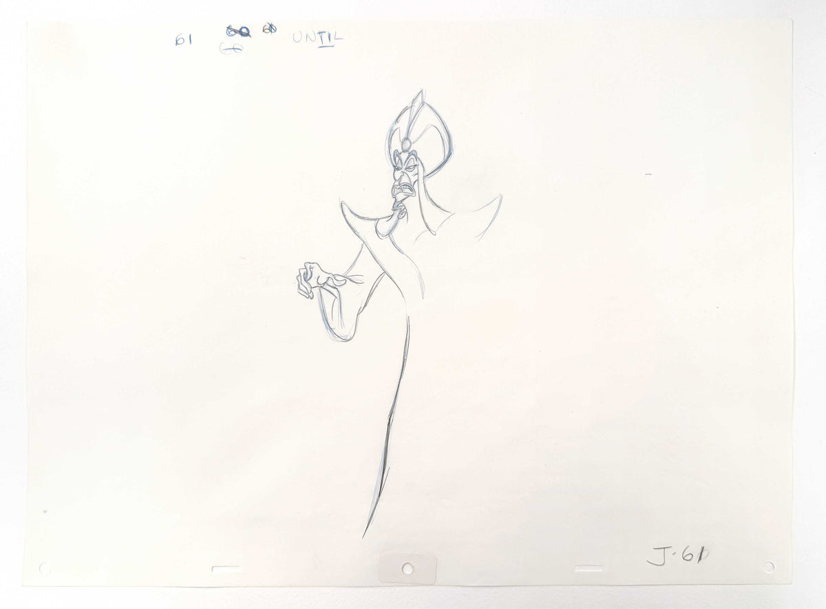 Aladdin - Jafar Original Animation Production Drawing (Walt Disney, 1992). For sale on FLIP Gallery
