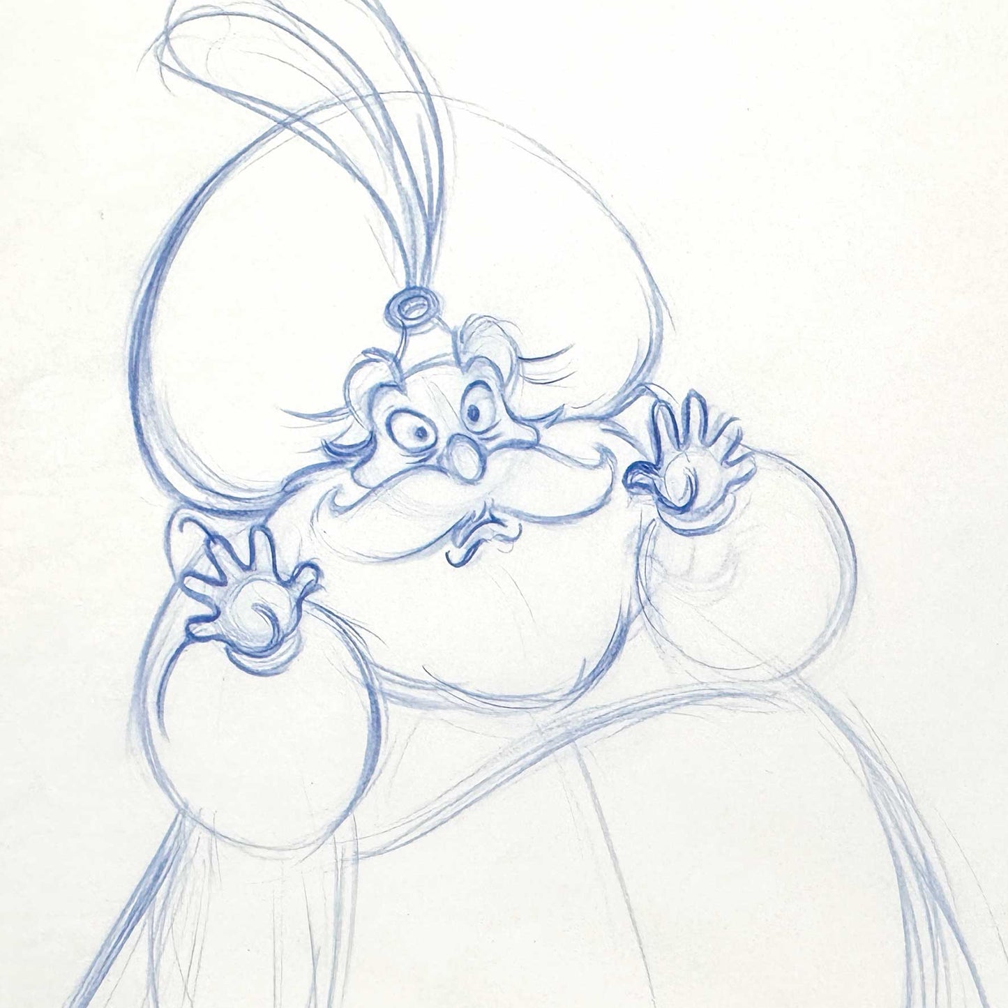 Aladdin - Sultan Original Production Animation Rough Art Drawing (Walt Disney, 1992). For sale on FLIP Gallery