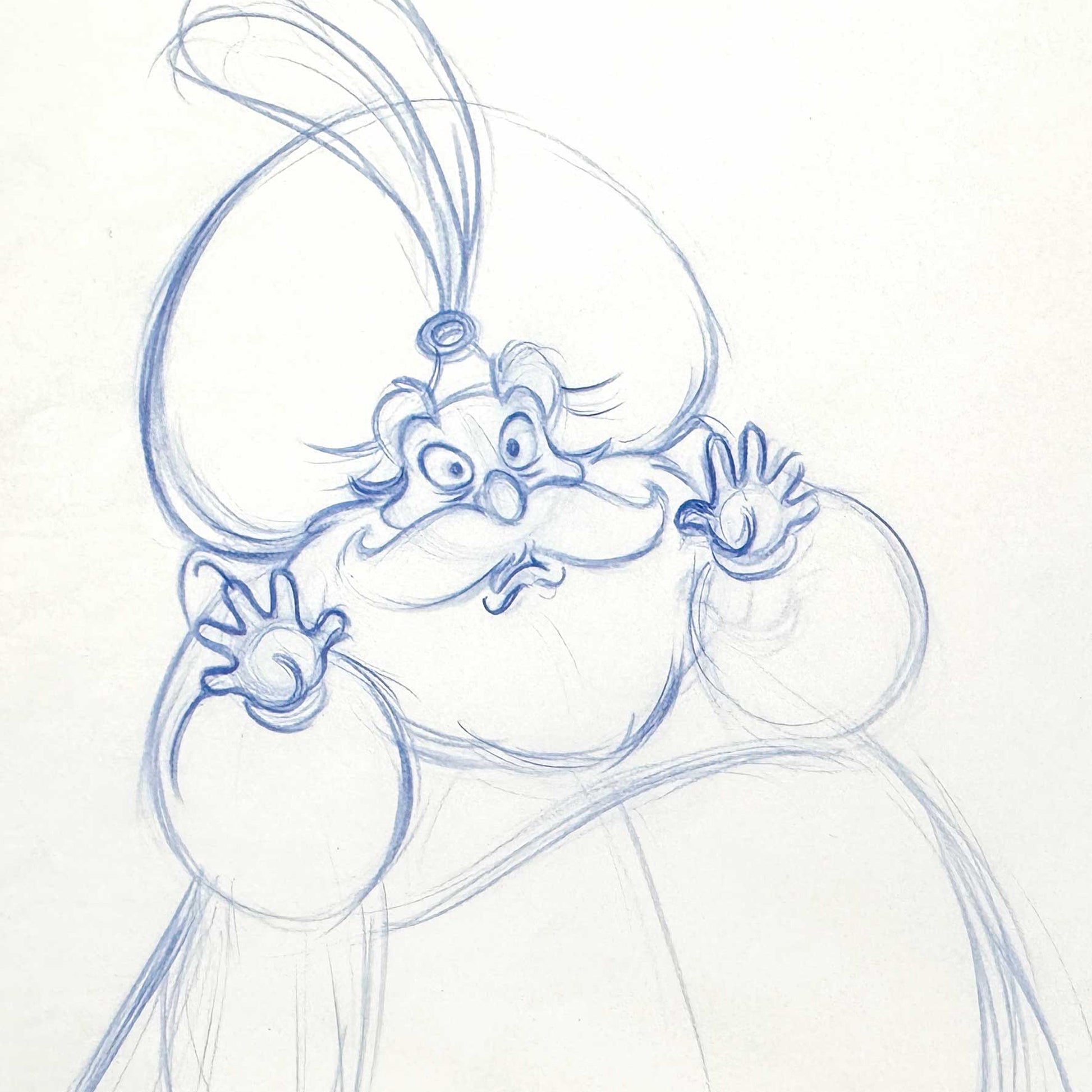 Aladdin - Sultan Original Production Animation Rough Art Drawing (Walt Disney, 1992). For sale on FLIP Gallery