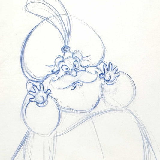 Aladdin - Sultan Original Production Animation Rough Art Drawing (Walt Disney, 1992). For sale on FLIP Gallery