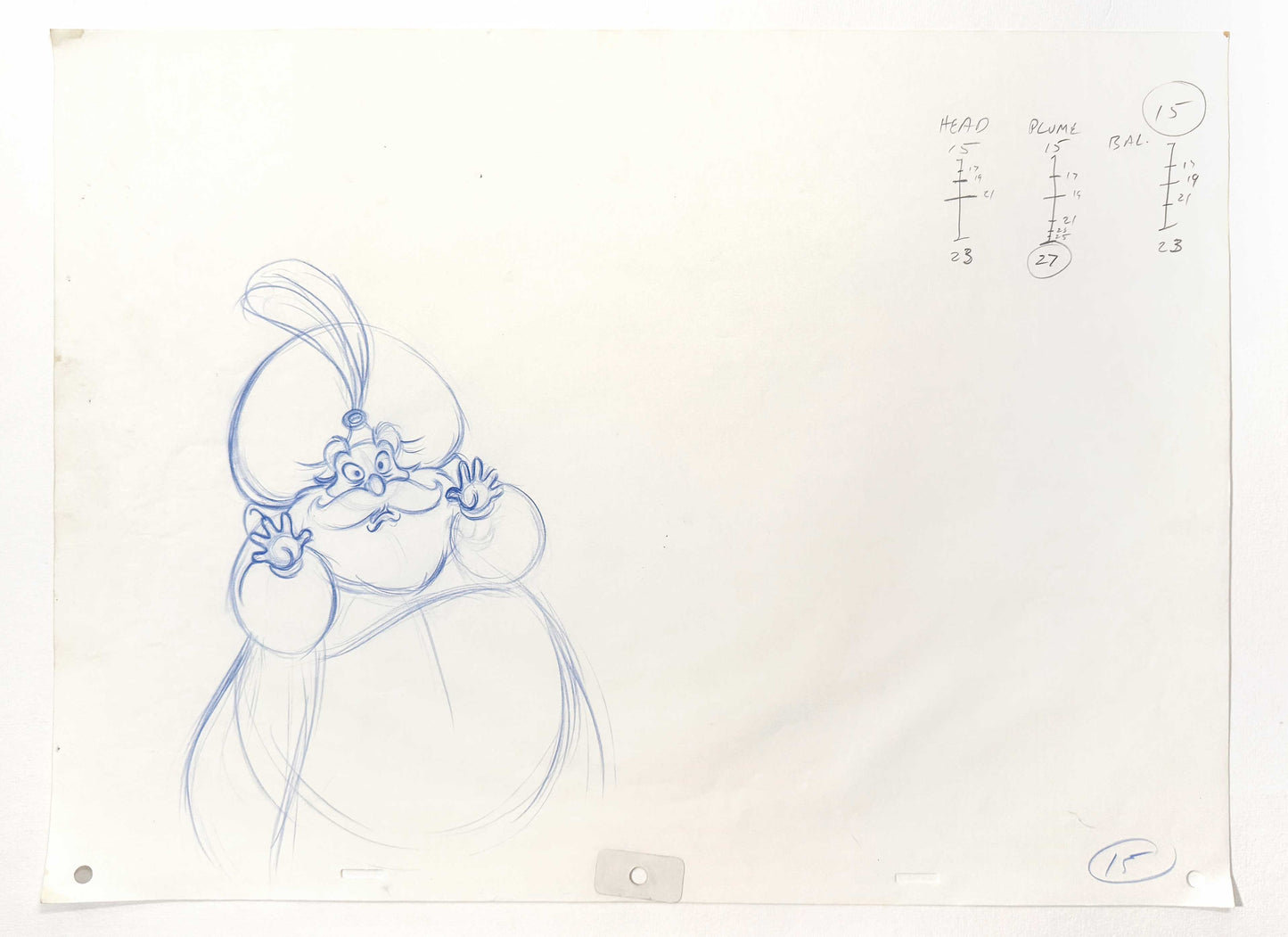 Aladdin - Sultan Original Production Animation Rough Art Drawing (Walt Disney, 1992). For sale on FLIP Gallery