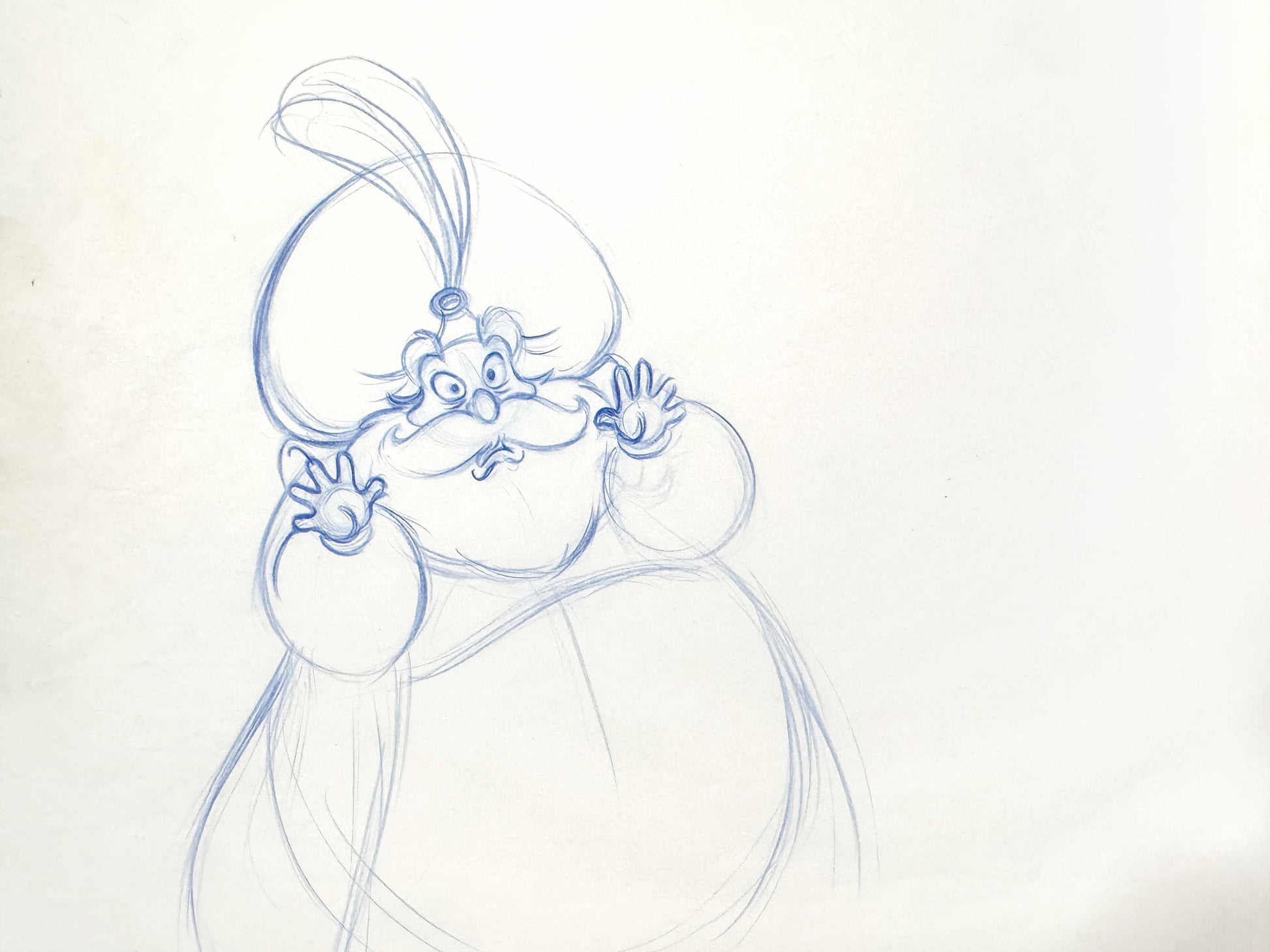 Aladdin - Sultan Original Production Animation Rough Art Drawing (Walt Disney, 1992). For sale on FLIP Gallery