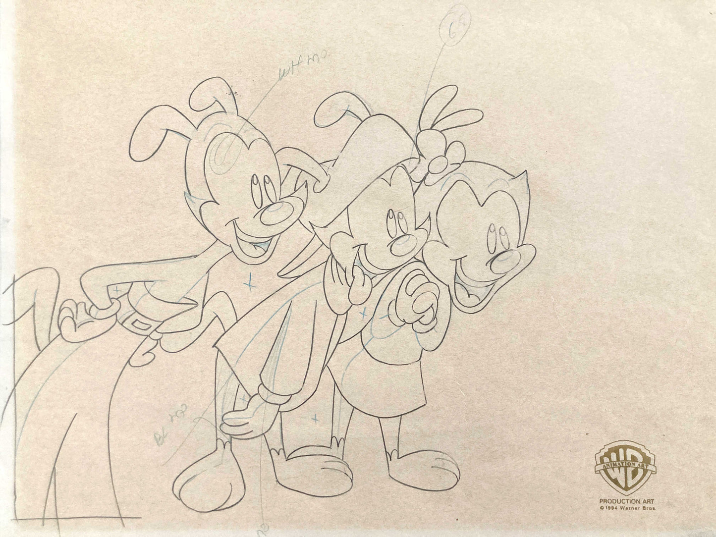 Animaniacs "Space-Probed" Yakko, Wakko, and Dot Original Production Used Animation Drawing (Warner Brothers, 1993). For sale on FLIP Gallery