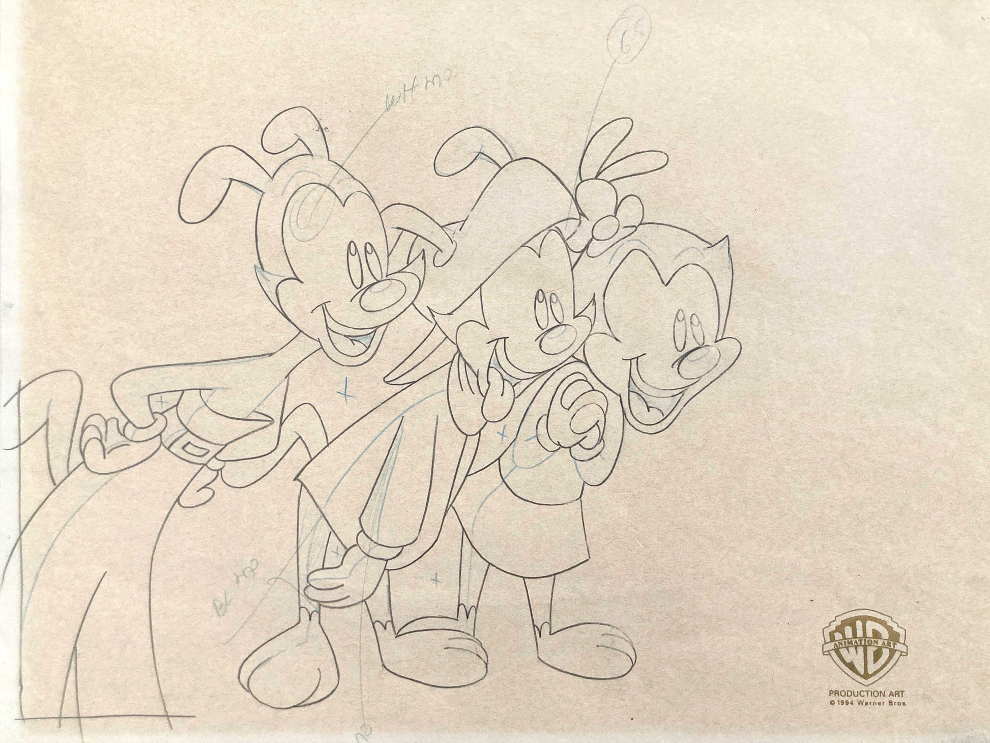 Animaniacs "Space-Probed" Yakko, Wakko, and Dot Original Production Used Animation Drawing (Warner Brothers, 1993). For sale on FLIP Gallery