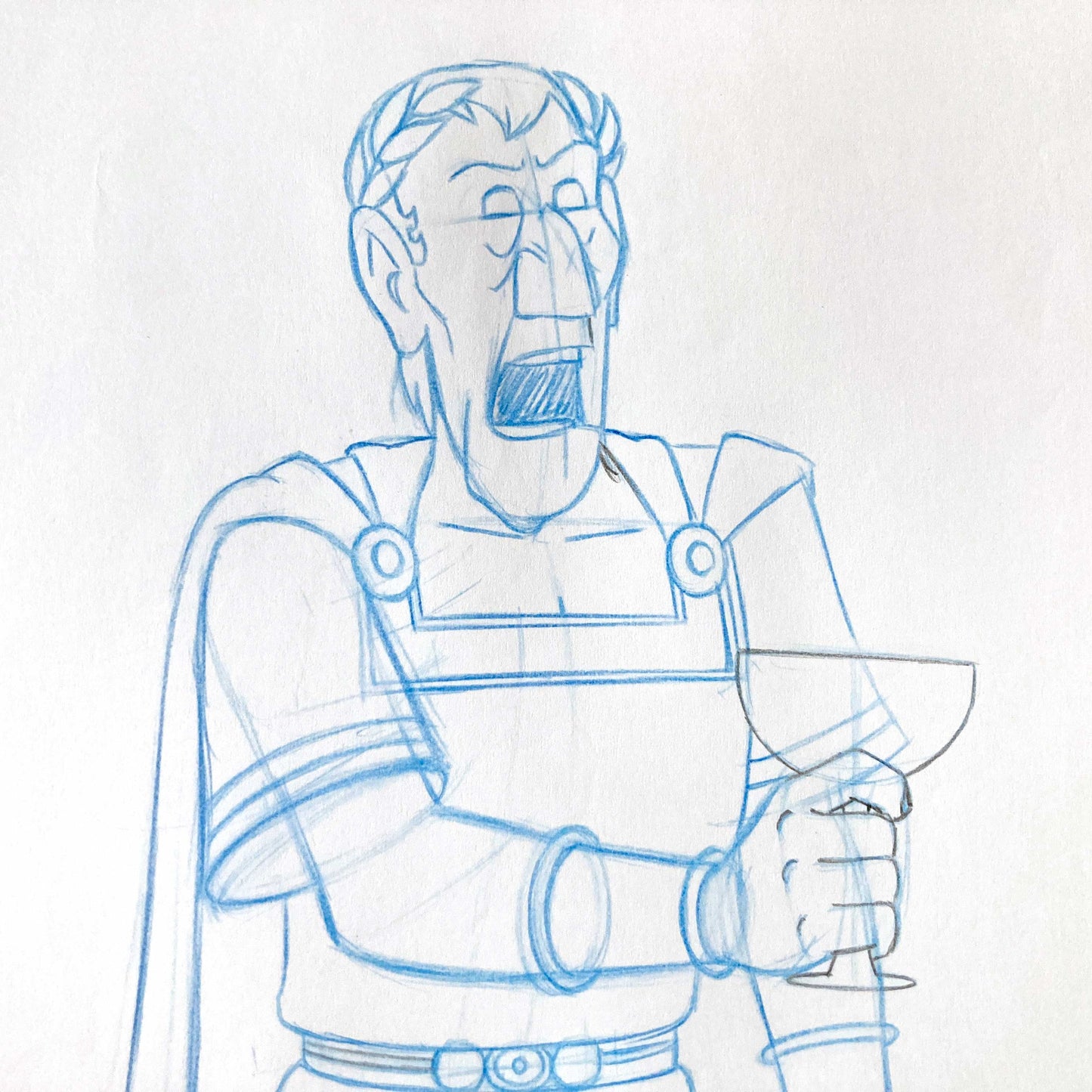 Asterix in America - Cesar Original Production Used Animation Art Drawing. For sale on FLIP Gallery