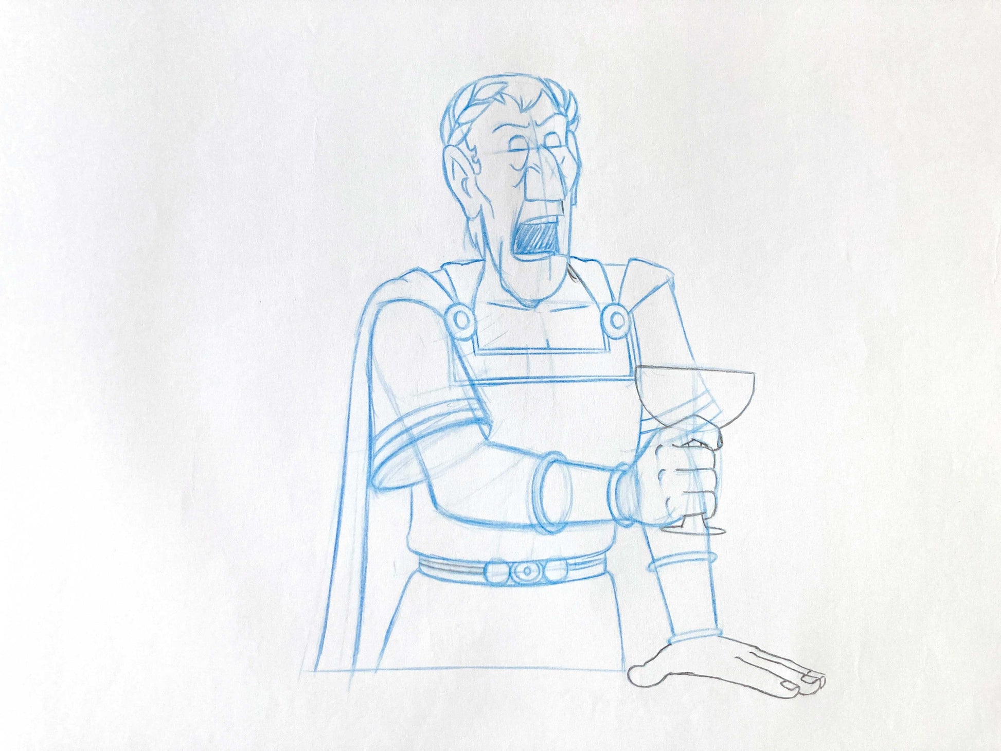 Asterix in America - Cesar Original Production Used Animation Art Drawing. For sale on FLIP Gallery