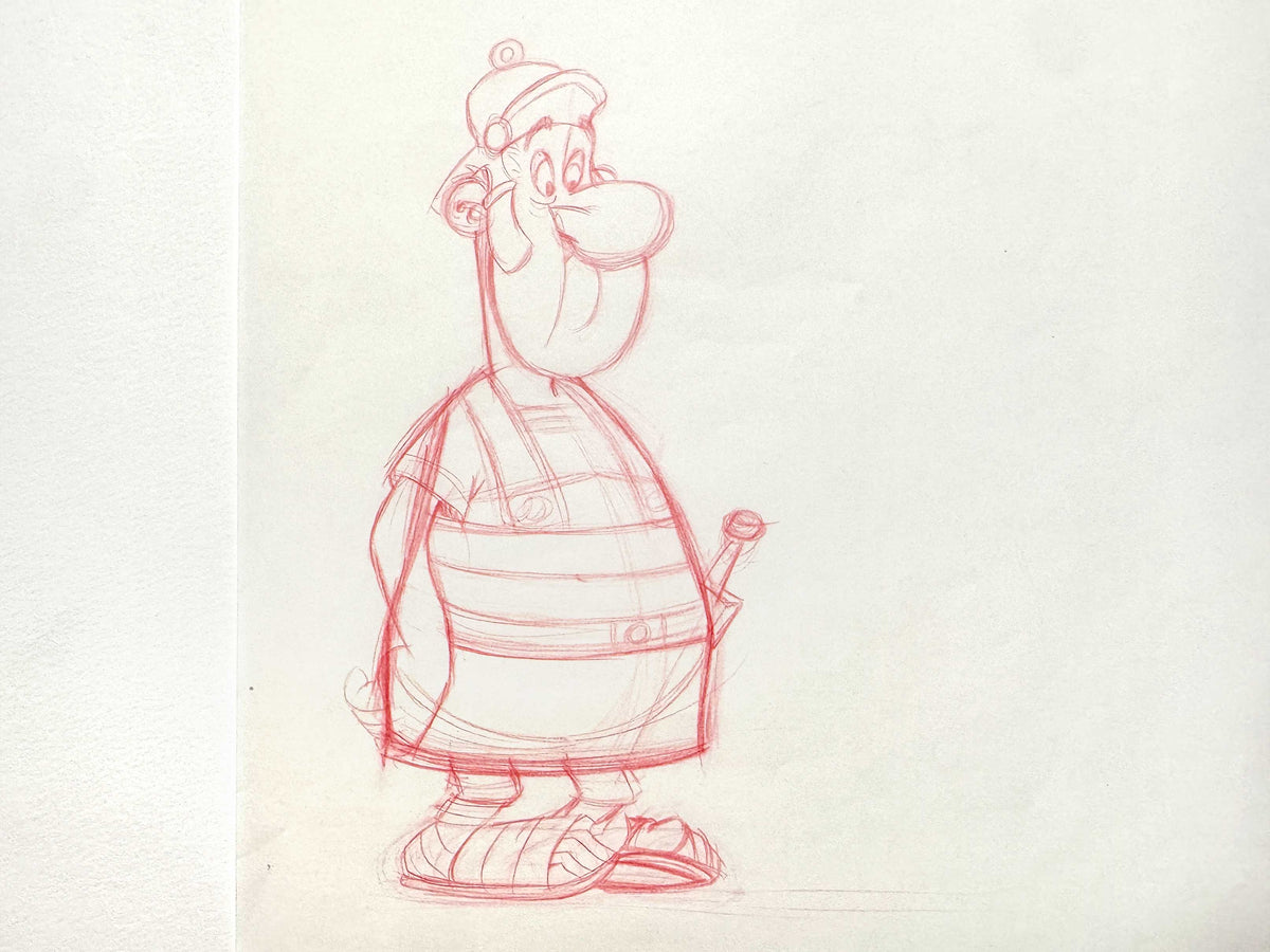 Asterix and Caesar’s Surprise - Original Character Concept Art Drawing of a Roman Soldier (1985). For sale on FLIP Gallery