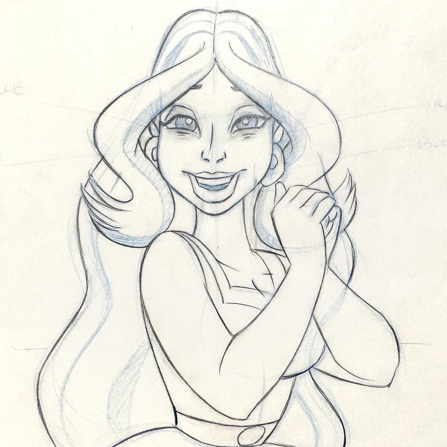 Asterix and Caesar's Surprise Original Animation Production Key Drawing of Falbala (1985). For sale on FLIP Gallery