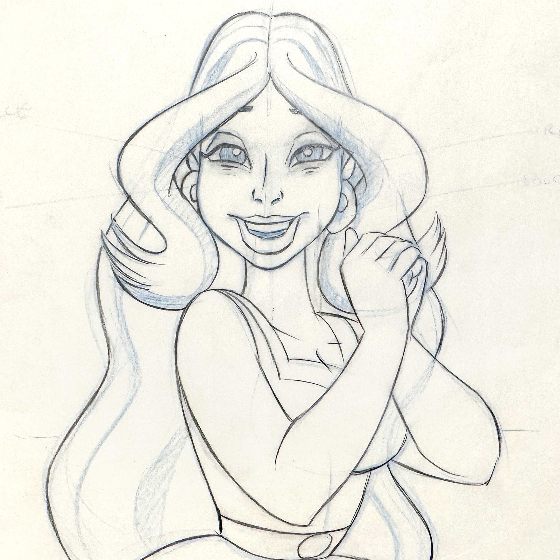 Asterix and Caesar's Surprise Original Animation Production Key Drawing of Falbala (1985). For sale on FLIP Gallery