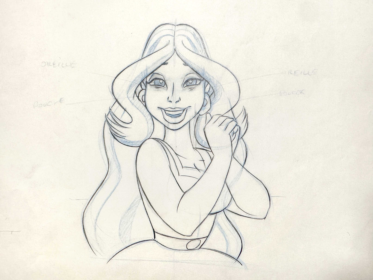 Asterix and Caesar's Surprise Original Animation Production Key Drawing of Falbala (1985). For sale on FLIP Gallery