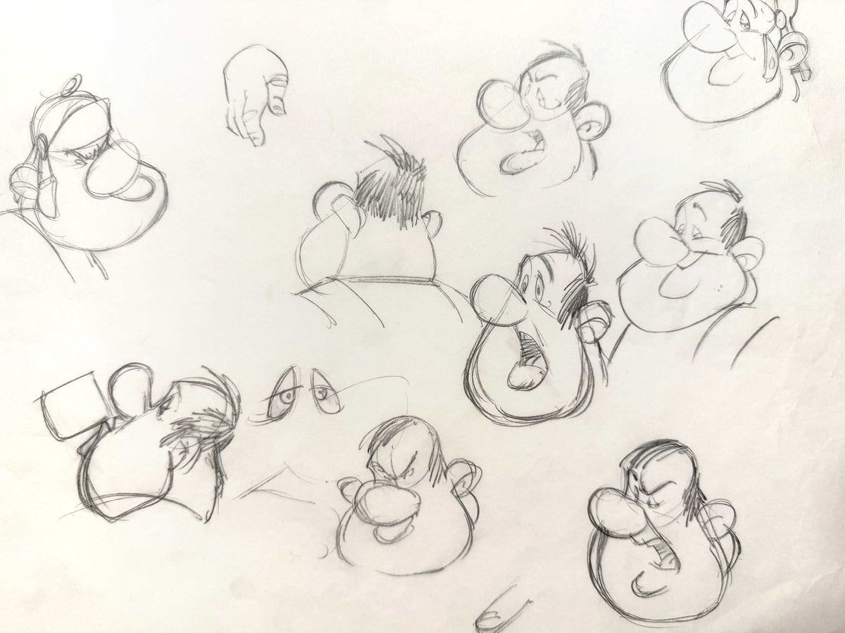 Astérix in Britain (1986) – Original Character Research Sheet of Claudius Lapsus. For sale on FLIP Gallery