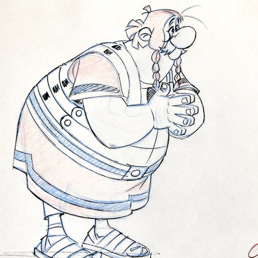Original Animation Production Art of Obelix from Asterix Versus Caesar. Gaumont 1985