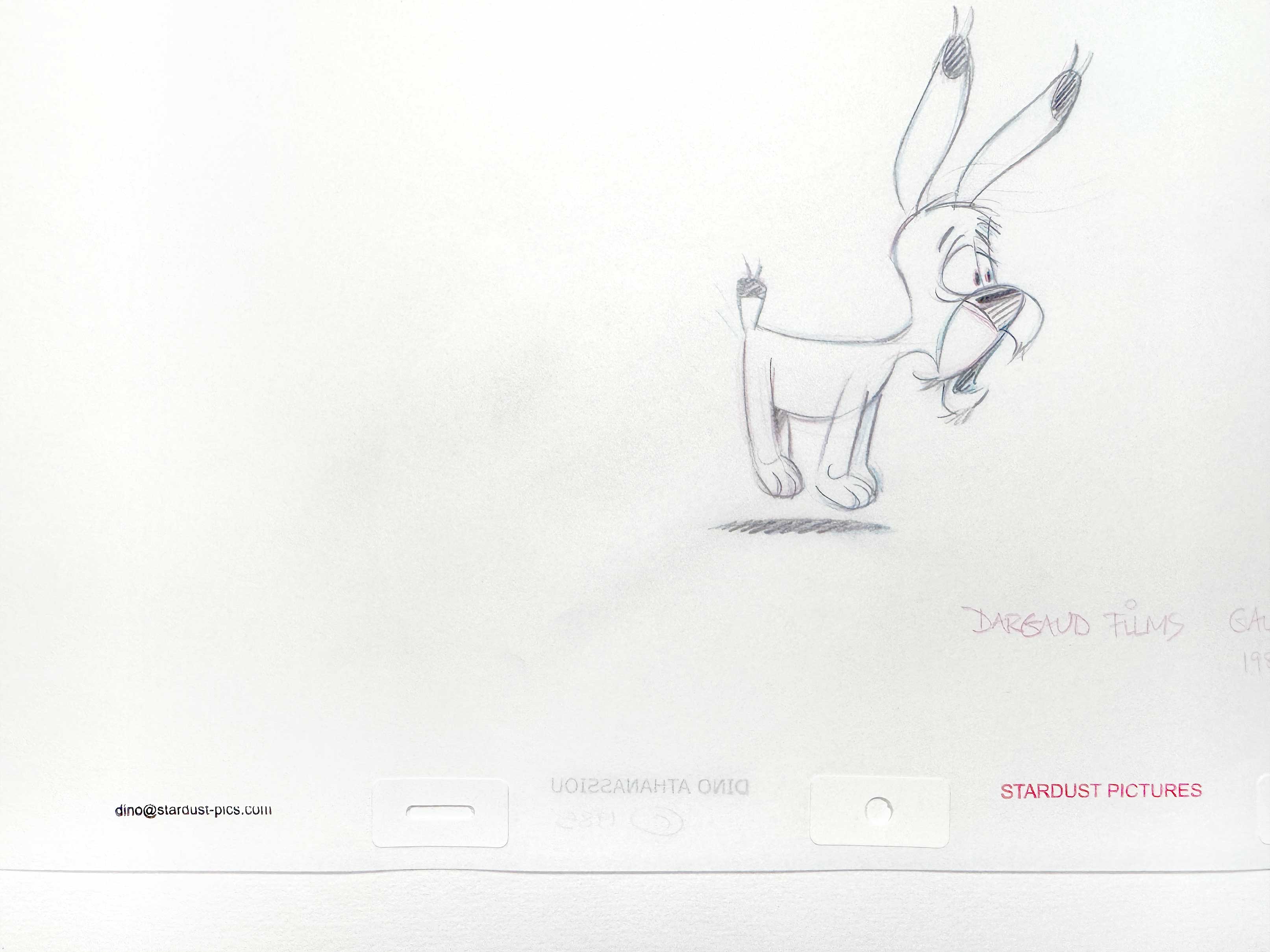 肉筆画【ANIMATION illustration】 ASTERIX : Original Animation Art of Idefix Signed (Gaumont Studios