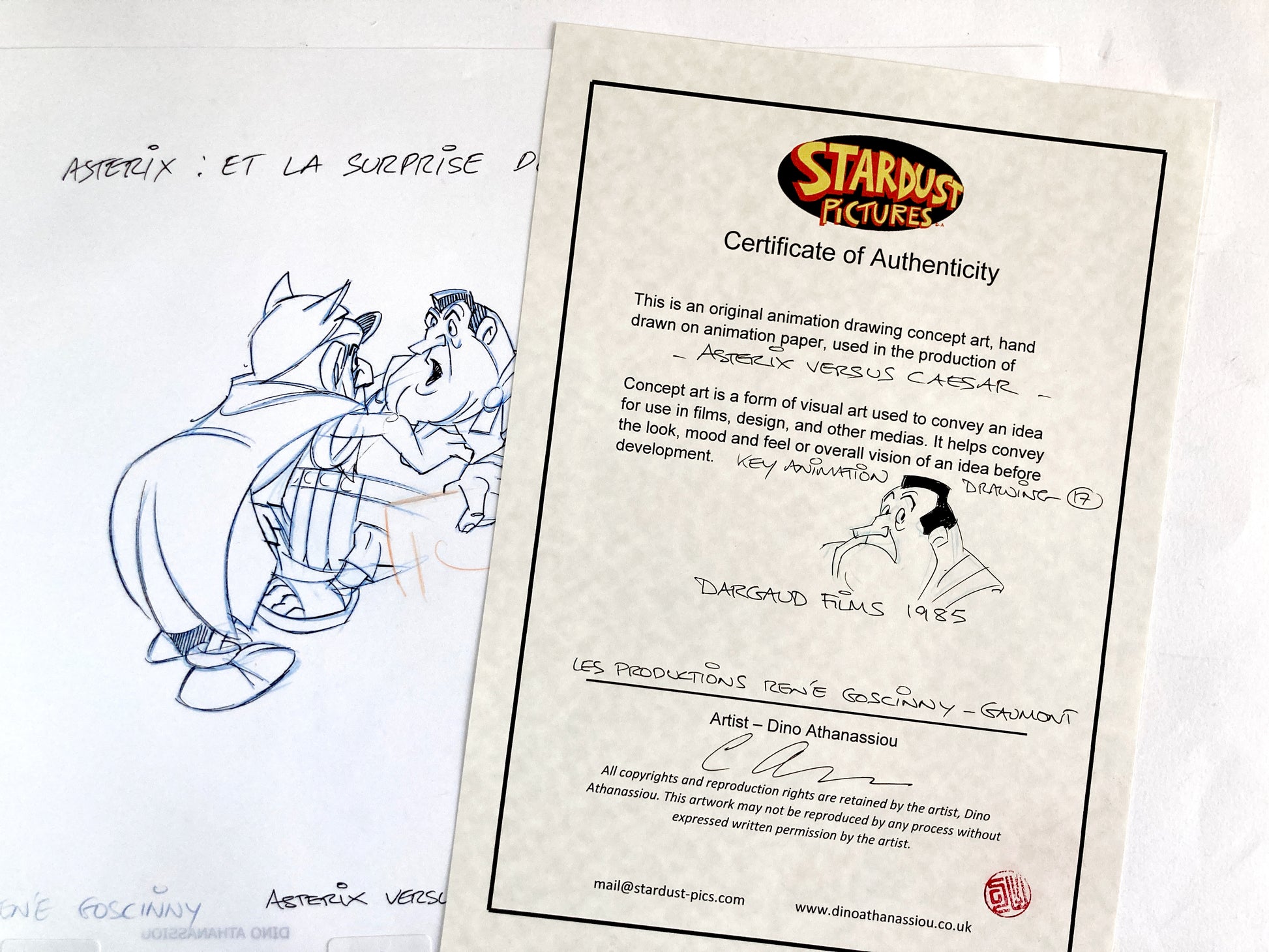 Asterix Versus Caesar - Original Animation Art Signed by Dino Athanassiou (Gaumont Studios, 1985). 
For sale on FLIP Gallery