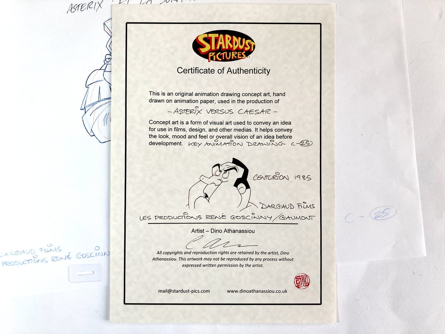 Asterix Versus Caesar - Original Animation Art Signed by Dino Athanassiou (Gaumont Studios, 1985). For sale on FLIP Gallery