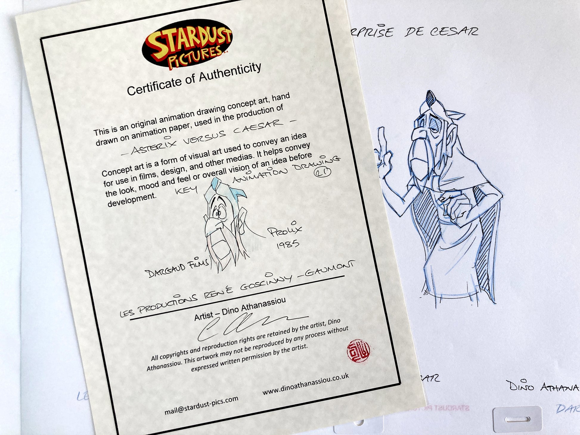 Asterix Versus Caesar - Original Animation Art of PROLIX Signed by Dino Athanassiou (Gaumont Studios, 1985). For sale on FLIP Gallery