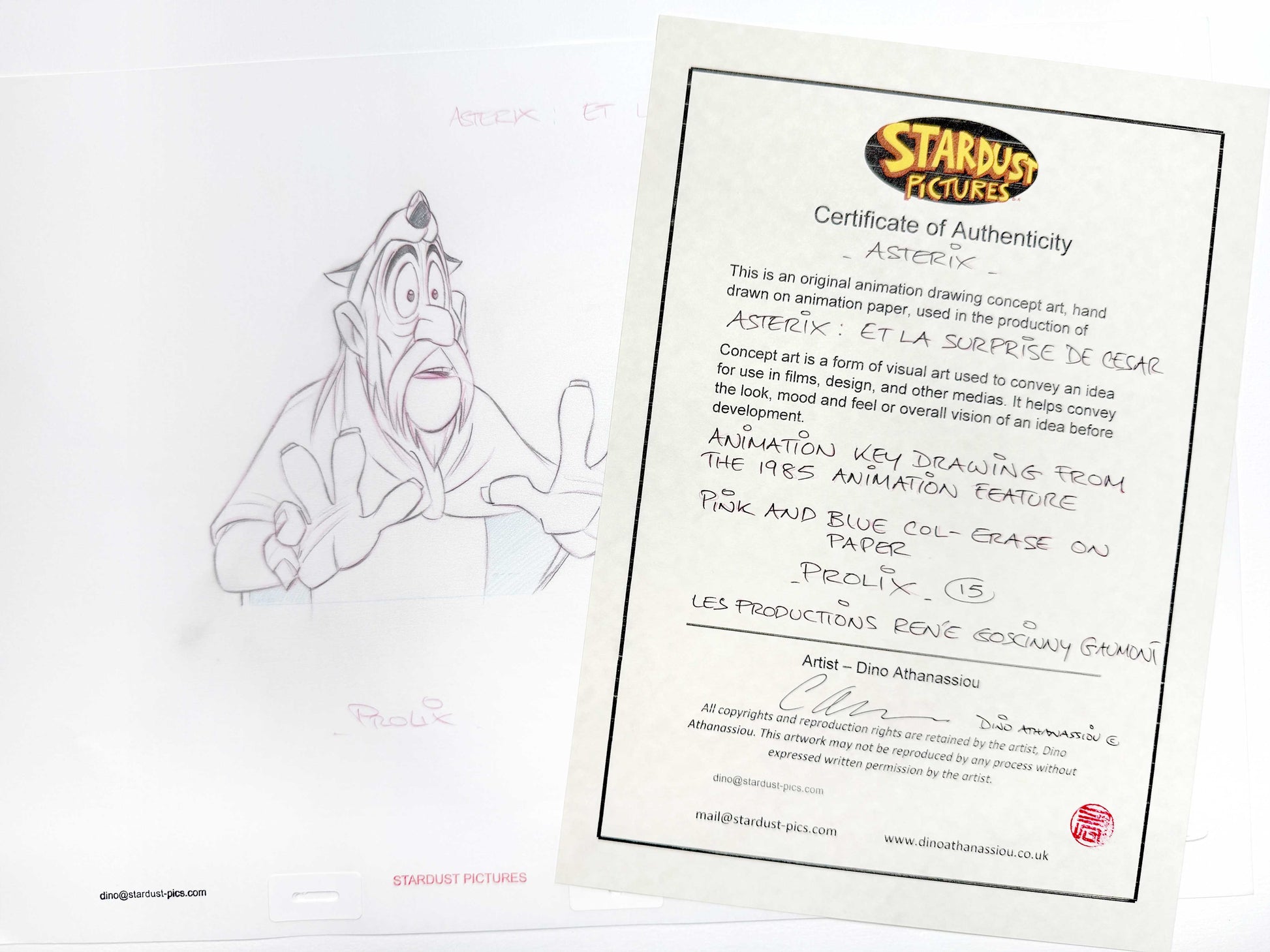 Asterix and the Big Fight - Original Animation Art of PROLIX Signed by Dino Athanassiou (Gaumont Studios, 1989). For sale on FLIP Gallery