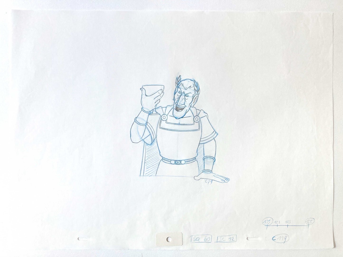 Asterix in America Cesar Original Production Used Animation Art Drawing. For sale on FLIP Gallery