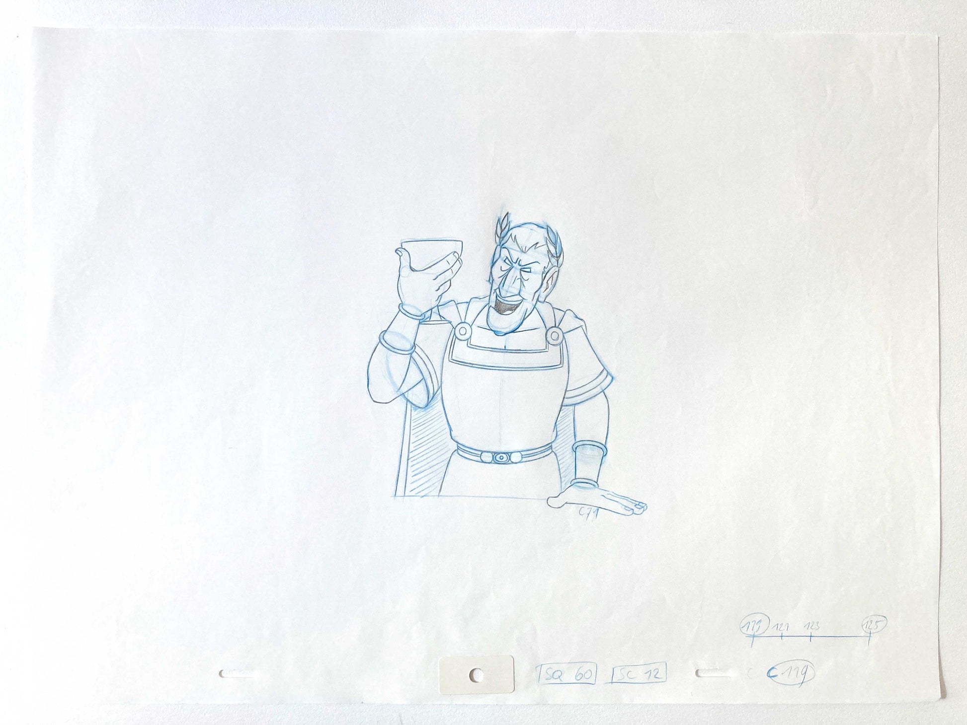 Asterix in America Cesar Original Production Used Animation Art Drawing. For sale on FLIP Gallery